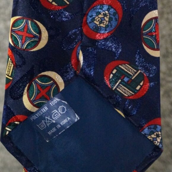 City Gold Tie Blue Multicolor Circle Print 100% Polyester Geometric Neckwear - Picture 3 of 3